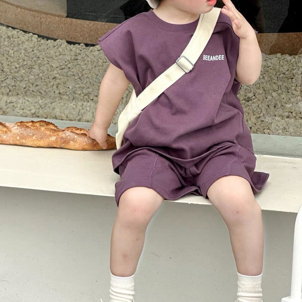 Bộ Đồ Thể Thao Áo Thun Không Tay Kèm Quần Ngắn Thời Trang Mùa Hè Dành Cho Bé Trai Gái