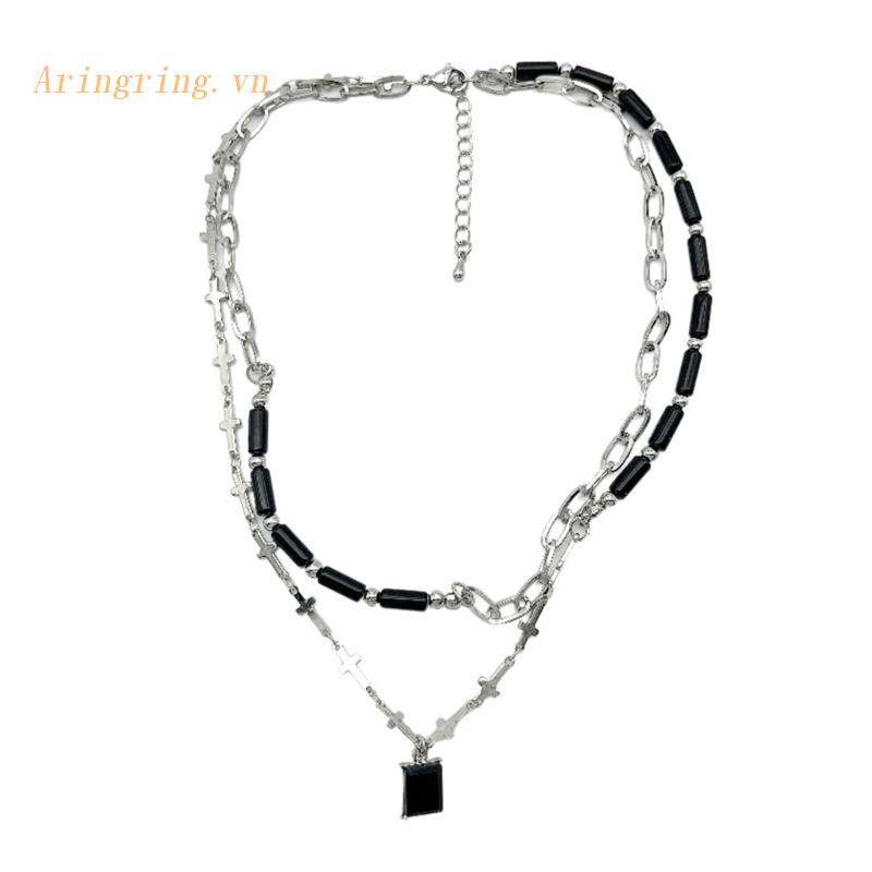 Vòng Cổ Choker Mặt Chữ Thập Đính Đá Pha Lê Đen Cá Tính Cho Nữ