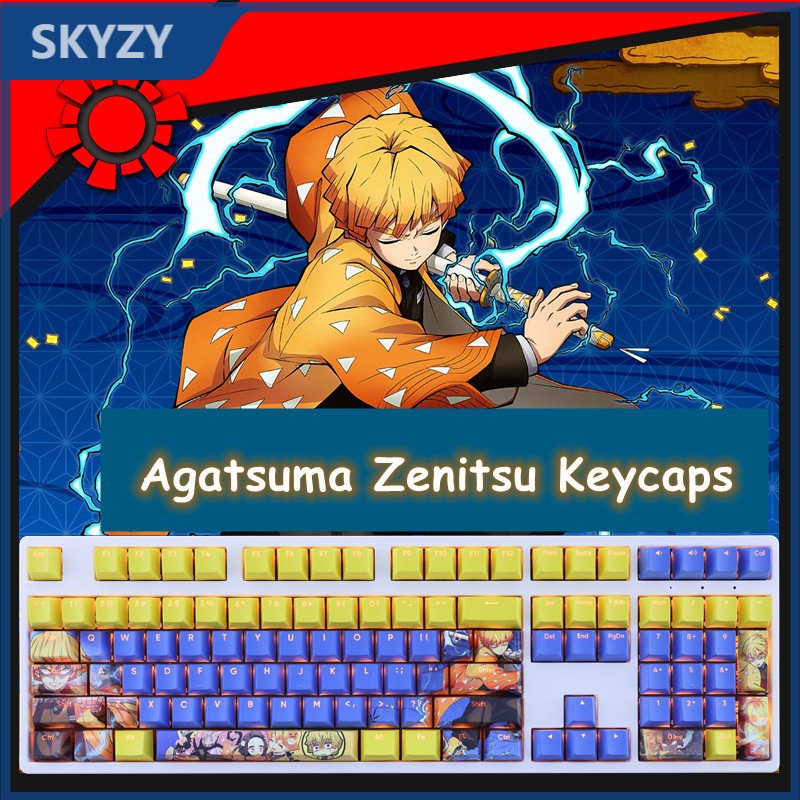 [Mã CBEL15 giảm 15% đơn 500K] Agatsuma Zenitsu Keycaps Cherry Profile Demon Slayer Anime PBT DYE Sub Cơ Keycap