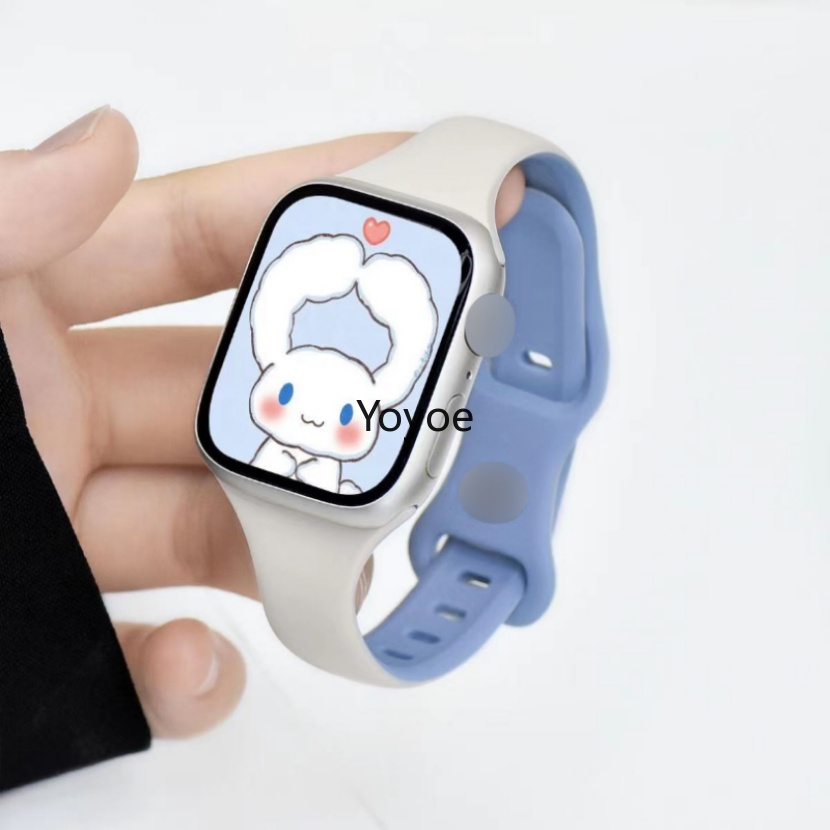 Dây Đeo Đồng Hồ Bằng Silicone Hai Màu Cho Apple Watch Series 8 7 Se 5 6 Ultra 49mm 42mm 38mm iwatch 40 45 41 Mm 3 4 2 1