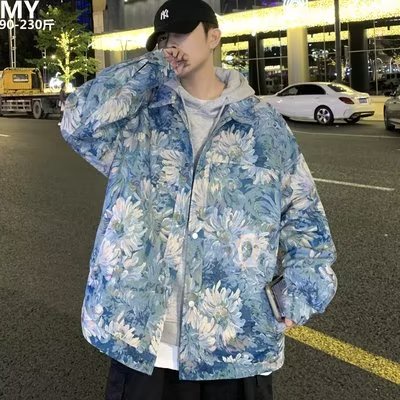 Áo Khoác Plus Size Họa Tiết Hoa Cúc Thời Trang Xuân Thu Cho Nam