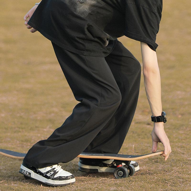 Quần Dài Thể Thao Vải Lụa Lạnh Mỏng Nhẹ Dáng Rộng Nhanh Khô Thời Trang Mùa Hè Cho Nam