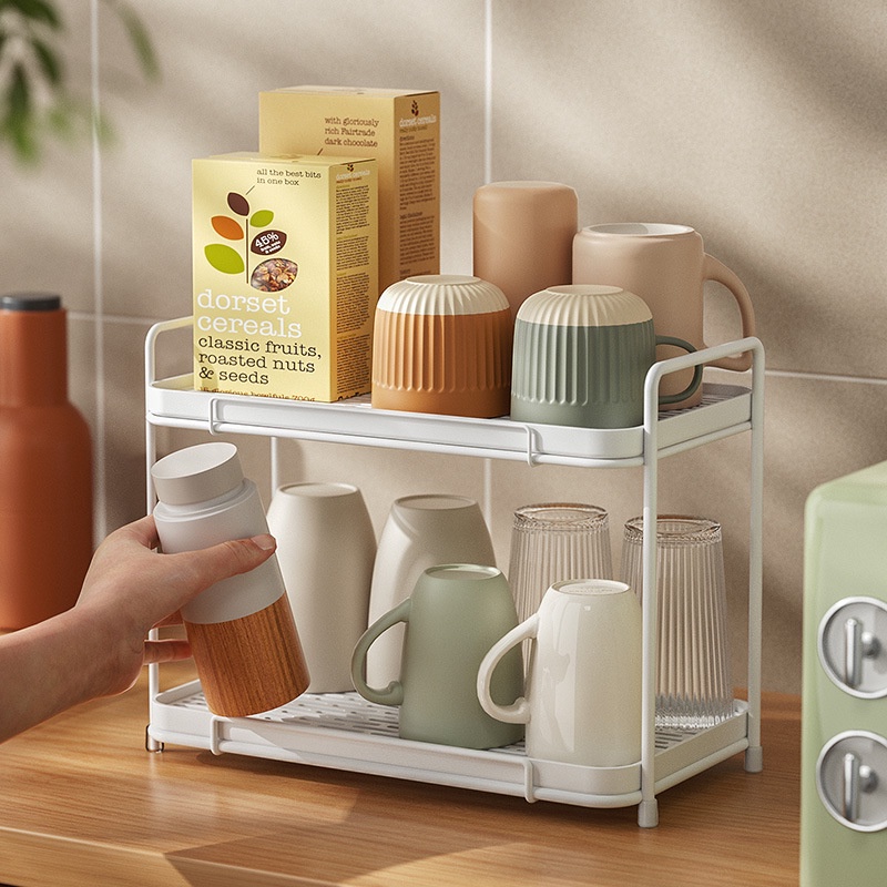 Giá Đỡ Hai Tầng Dùng Để Đựng Ly Tách Tiện Dụng