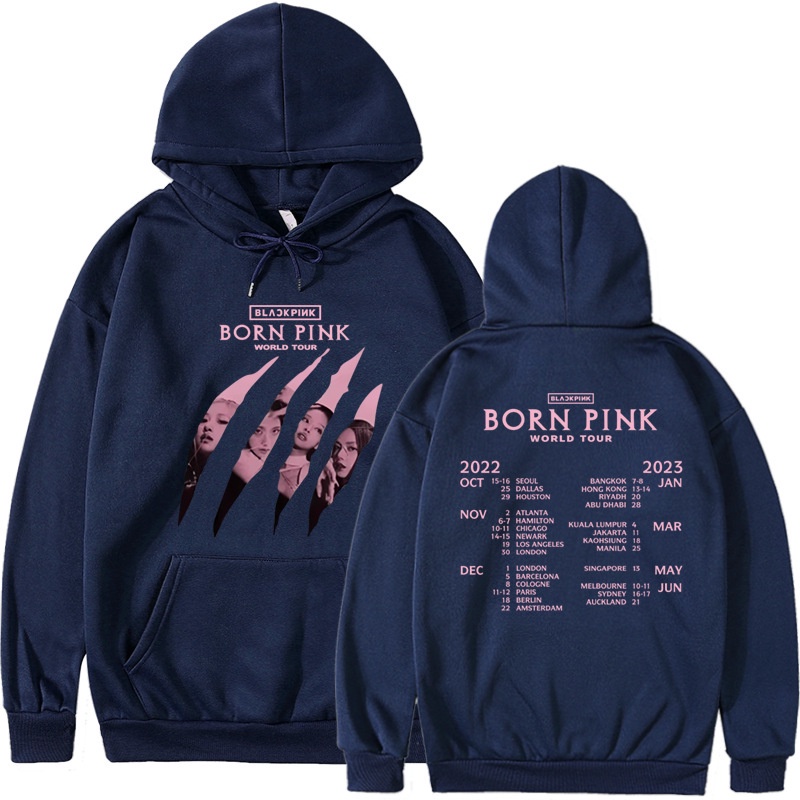 Áo Hoodie In Chữ BLACKPINK BORN PINK WORLD TPUR 2023 Thời Trang Hàn Quốc