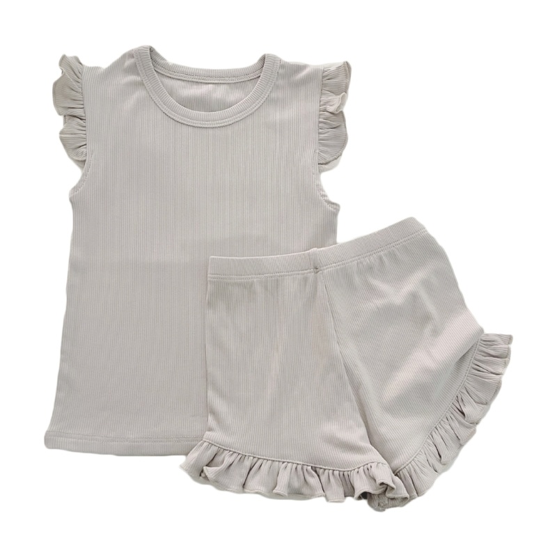 Bộ Đồ Ngủ Phối Bèo Thời Trang Mùa Hè Cho Bé Gái