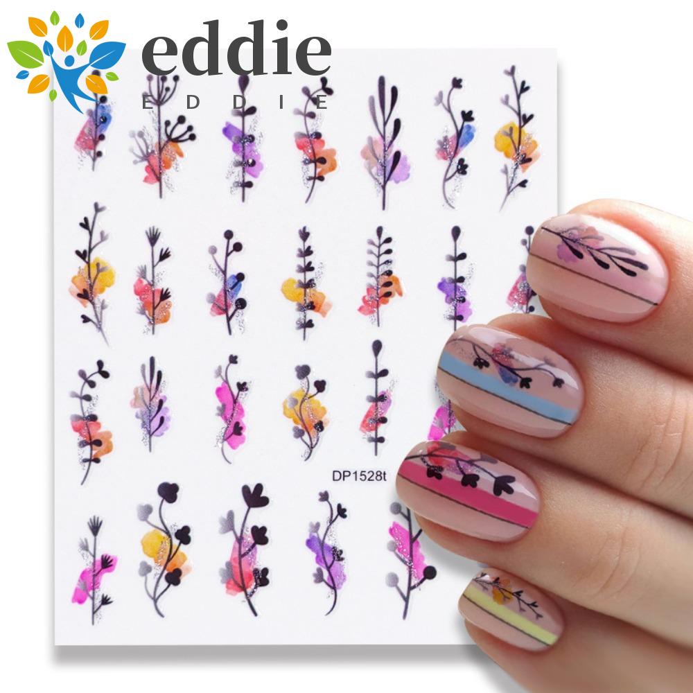 Bộ 26 Miếng Dán Trang Trí Móng Tay Hình Hoa Lá Mùa Thu Nhiều Màu Sắc