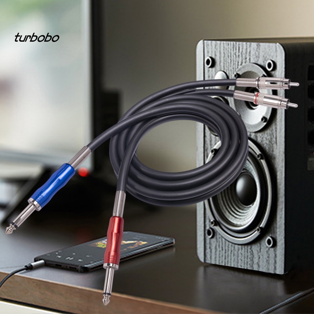 Cáp RCA 6.35mm Đầu Đực Sang 2 RCA Đầu Đực Độ Co Giãn Cao