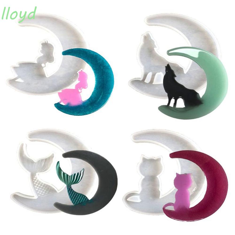Khuôn Silicone Làm Mặt Dây Chuyền Hình Đuôi Mèo / Sói / Mặt Trăng / Nàng Tiên Cá