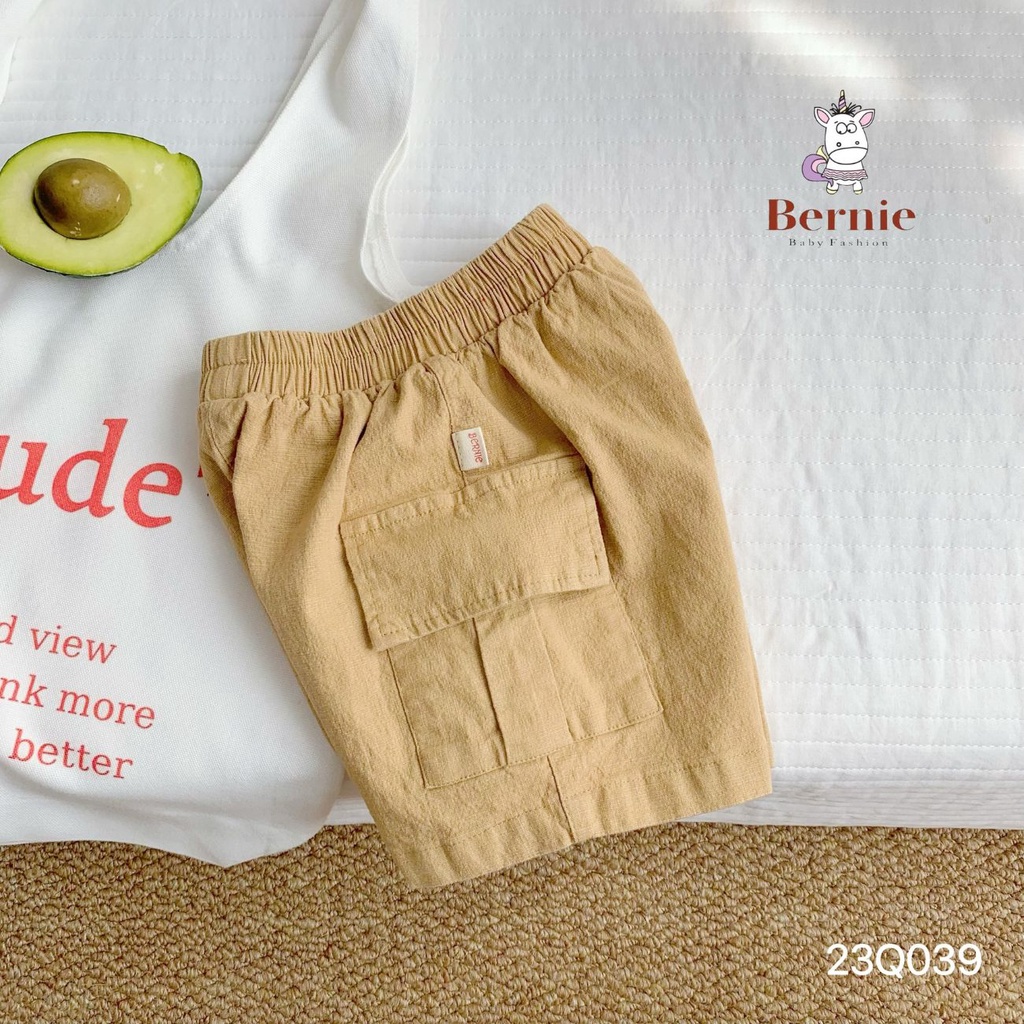 Quần short ngố BERNIE kaki túi hộp lưng chun cho bé trai từ 9 đến 25kg Shushibaby shop