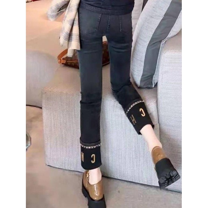 Quần Jean Dáng Ôm Lưng Cao Co Giãn Phong Cách Hàn Quốc Cổ Điển Thời Trang Xuân Thu 2023 Plus Size