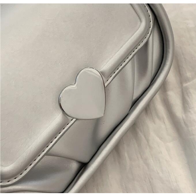 Túi Xách Đeo Vai / Kẹp Nách Xếp Ly Màu Bạc Phong Cách Thời Trang Pháp Hàng Mới