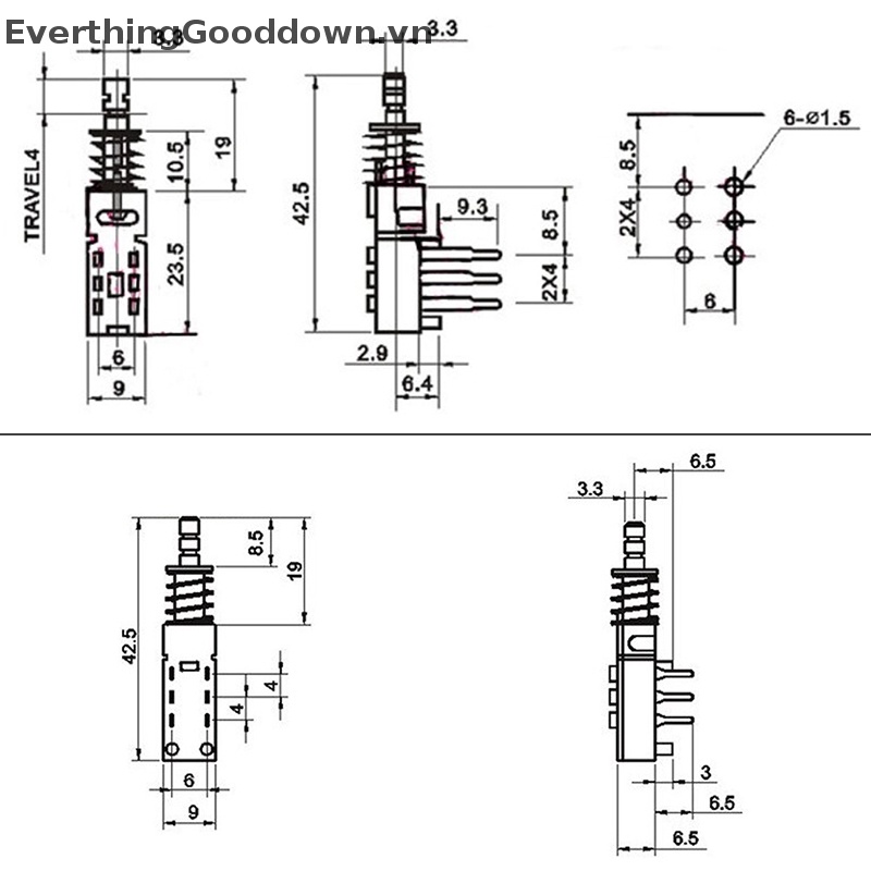 Set 10 Công Tắc Ấn 6 Chốt A03-03 A04 A05 PS42F42