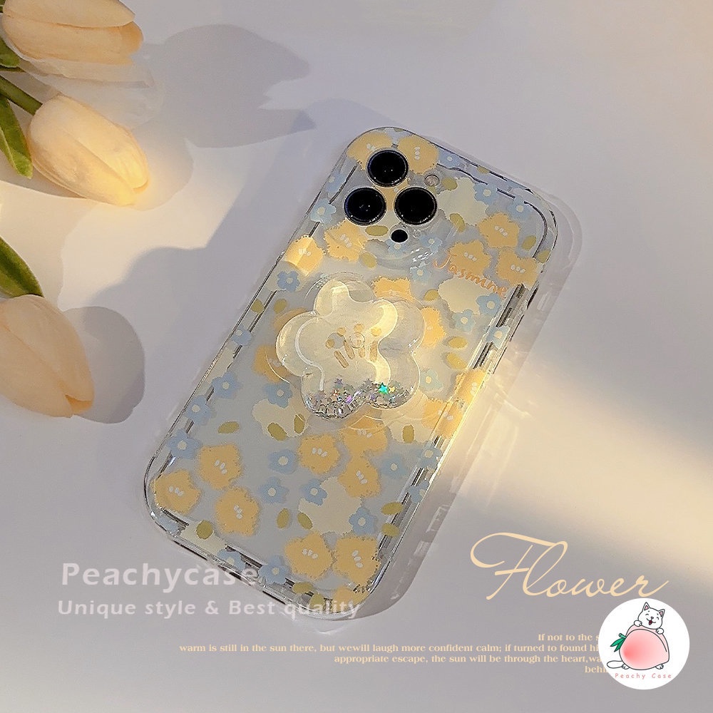 Ốp Điện Thoại TPU Mềm Họa Tiết Hoa Nhài / Ngôi Sao Màu Vàng Gắn Giá Đỡ Chống Bụi Cho iPhone 14 Plus 13 12 11 Pro Max 14pro