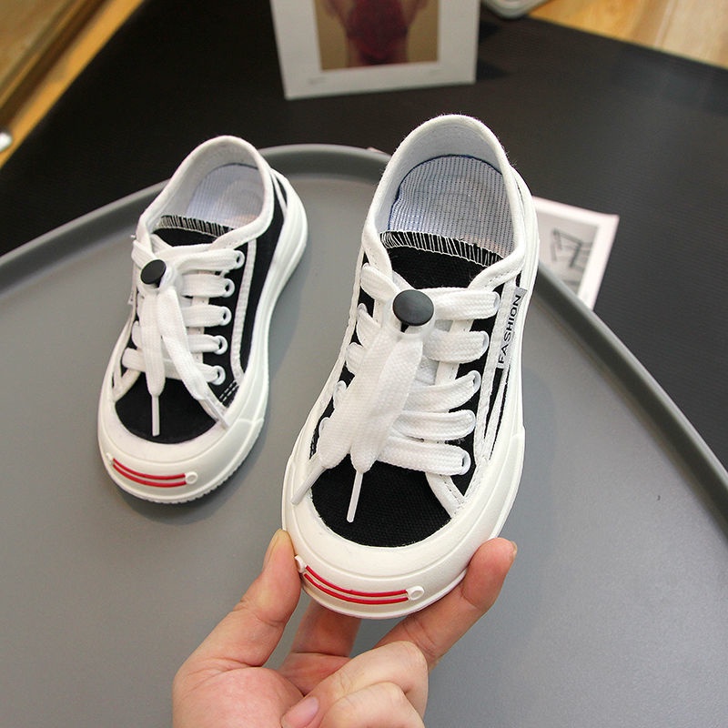 Hàng Mới Về Giày Vải Canvas Đế Mềm Thoáng Khí Cột Dây Màu Sắc Ngọt Ngào Thời Trang Xuân Thu Cho Bé