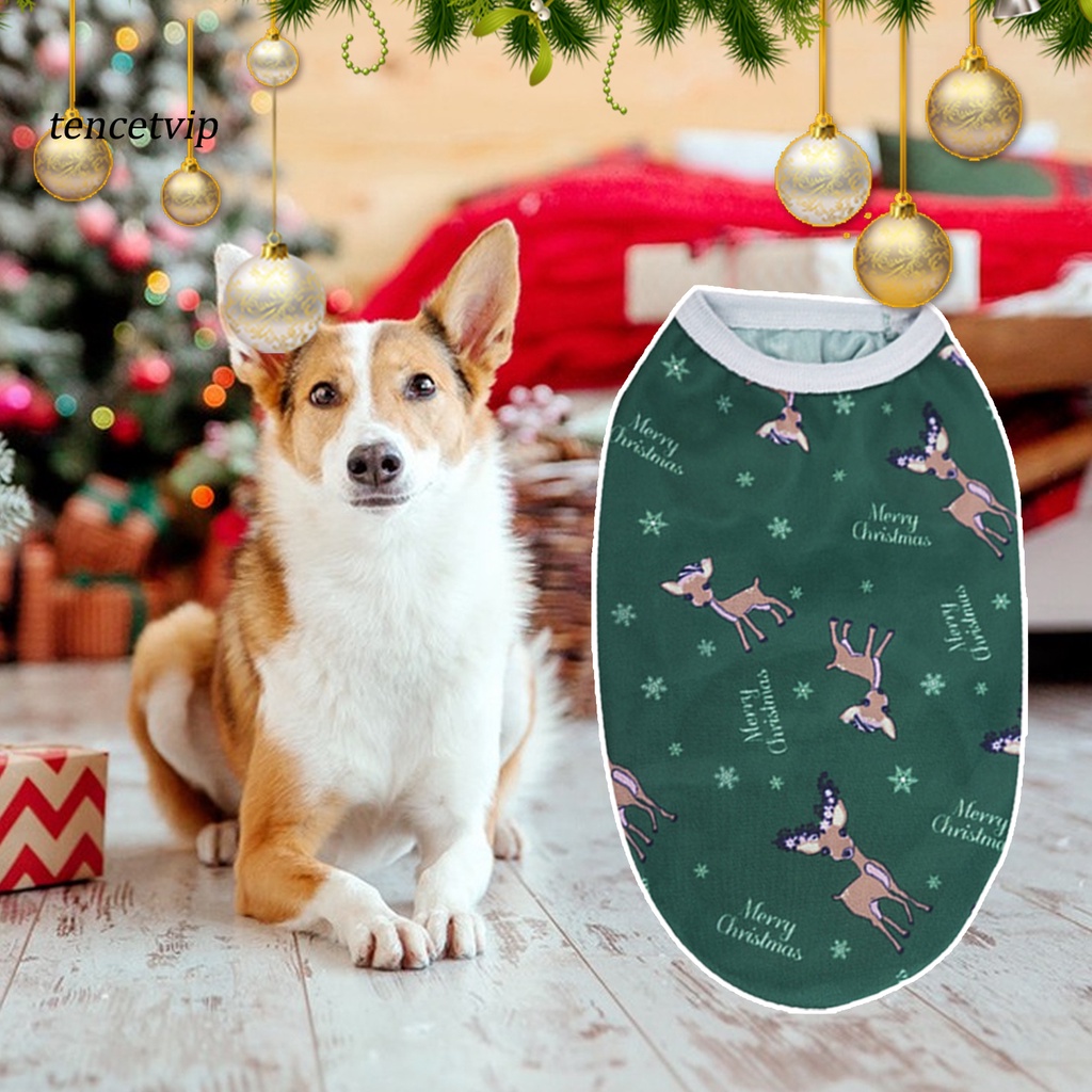 Áo Vest Lưới Polyester In Họa Tiết Tuần Lộc Thoải Mái Thời Trang Giáng Sinh Cho Cún Cưng