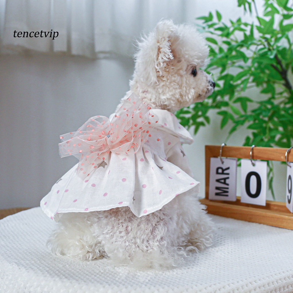 Đầm Cổ Búp Bê Mềm Mại Thoải Mái Đính Nơ Xinh Xắn Cho Thú Cưng