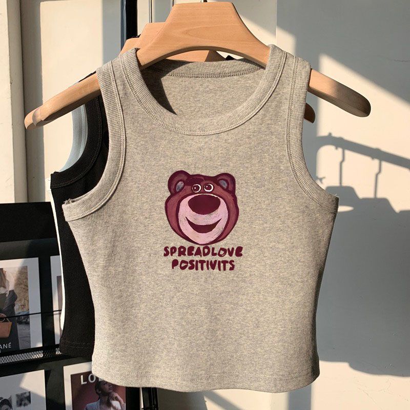 Áo Sát Nách In Hình Gấu Hoạt Hình Phong Cách Phương Tây Thời Trang Mùa Hè Cho Bé Trai Và Gái