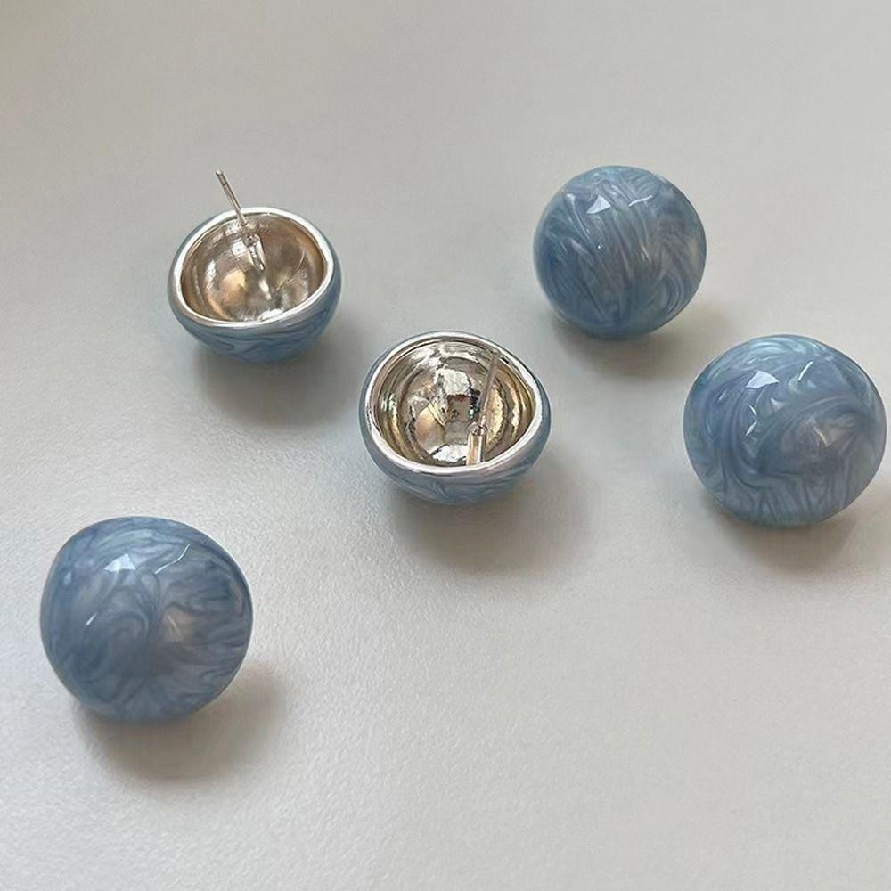 Bông Tai Hợp Kim Hình Tròn Tráng Men Phong Cách Hàn Quốc Thời Trang Cho Nữ