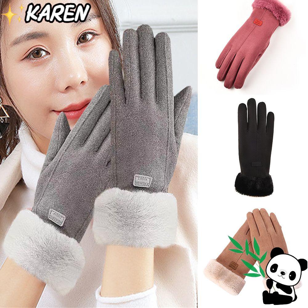 1 Đôi Găng Tay Lái Xe Vải Nhung Chống Gió Giữ Ấm Mùa Đông Cho Nữ