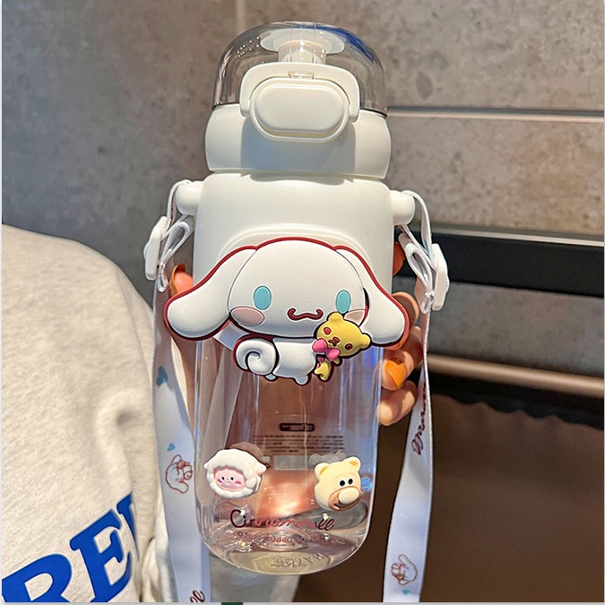 Sanrio Bình Nước Bằng Nhựa Có Ống Hút Thiết Kế Dễ Thương Cho Bé Gái