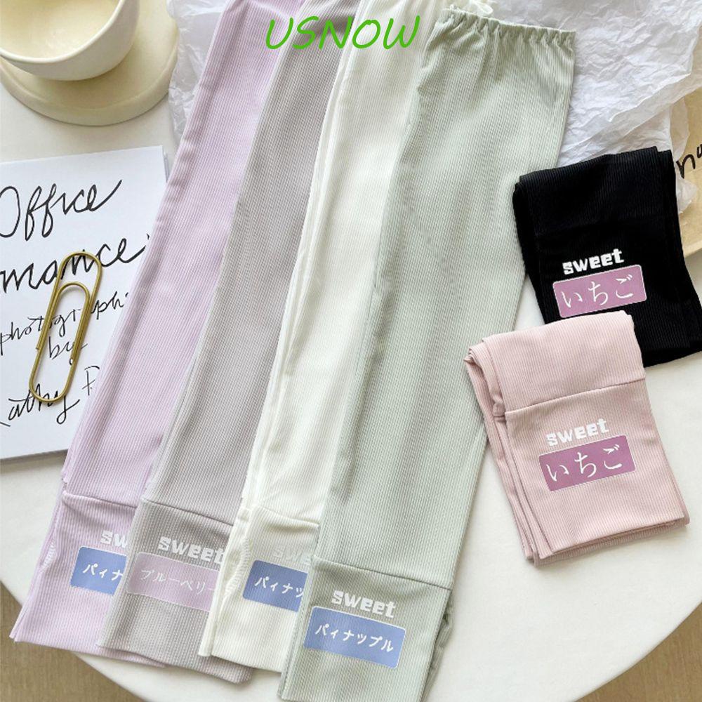 Găng Cánh Tay Chống Nắng Bằng Lụa Lạnh Mềm Mại In Chữ Dễ Thương Cho Nữ