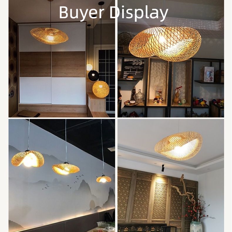 Đèn chùm tre đan đèn nhà hàng mây nghệ thuật mặt dây chuyền phòng trà nghệ thuật sáng tạo tre lẩu cửa hàng đèn chùm kiểu Trung Quốc treo đèn nhà hàng
