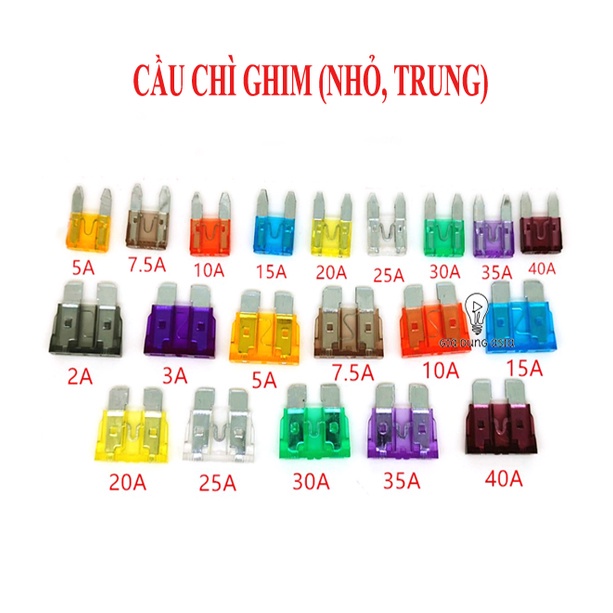 Combo 10 cầu chì ghim dùng cho xe điện, xe máy, ô tô