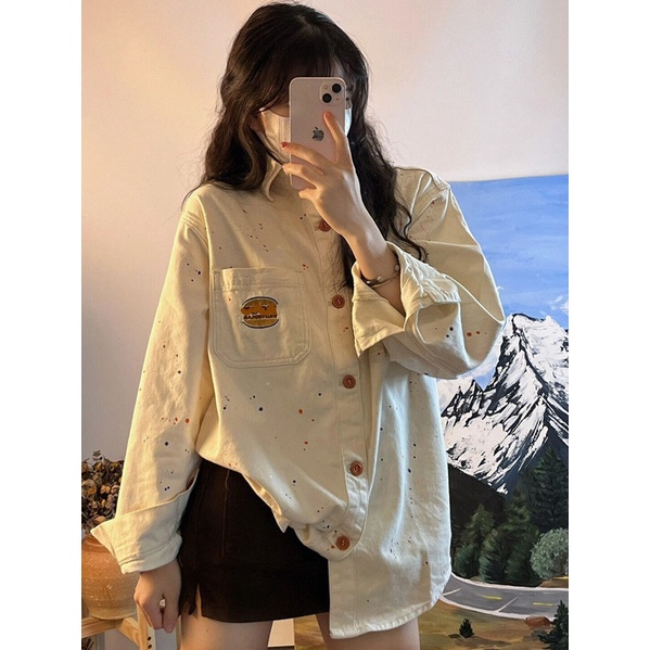 [F &amp; X] Áo Khoác Denim Chống Nắng Dáng Rộng Mẫu Mới 2023 Phong Cách Retro Cho Nữ