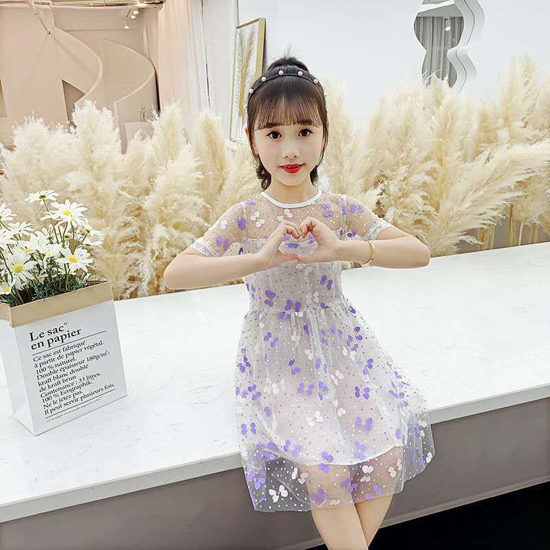 Đầm Công Chúa Mùa Hè Bằng Vải Voan In Hoa Cỡ Lớn Phong Cách Phương Tây Hợp Thời Trang Cho Bé Gái 1SVQ
