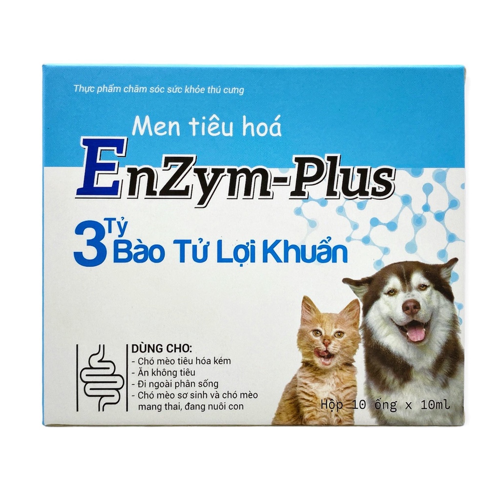 Men tiêu hoá Enzyme plus cho chó mèo ống 10ml, bổ sung lợi khuẩn đường ruột giảm rối loạn tiêu hoá cho vật nuôi