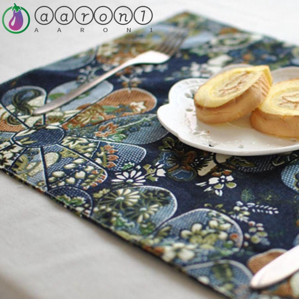 1 Tấm Lót Bàn Ăn Bằng Cotton Linen Hai Mặt Cách Nhiệt Chống Trượt 30x40cm Tiện Dụng