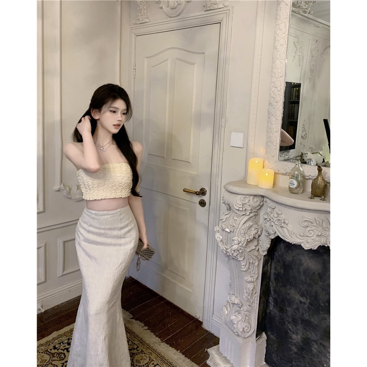 Bộ Áo Ngực + Chân Váy Quấn Hông Màu Trơn Gợi Cảm Và Gợi Cảm (Đặt Hàng Riêng Lẻ)