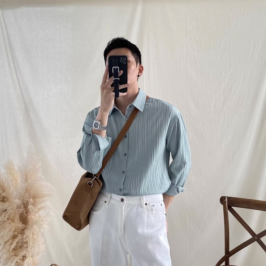 Áo Sơ Mi Trơn Màu Cổ Tròn Thời Trang Trẻ Trung Cho Nam