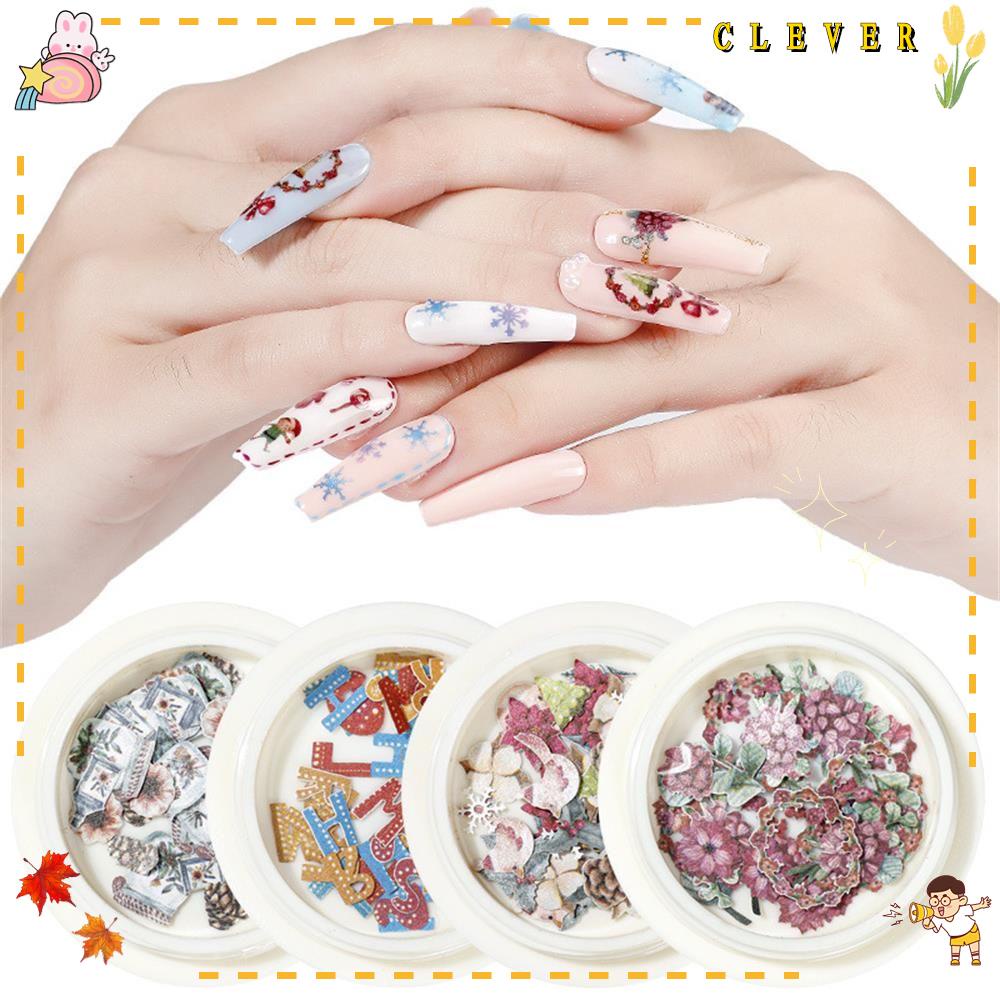 Hộp Kim Tuyến Hình Hoa Tuyết / Nai Sừng Tấm Trang Trí Móng Tay Nghệ Thuật DIY