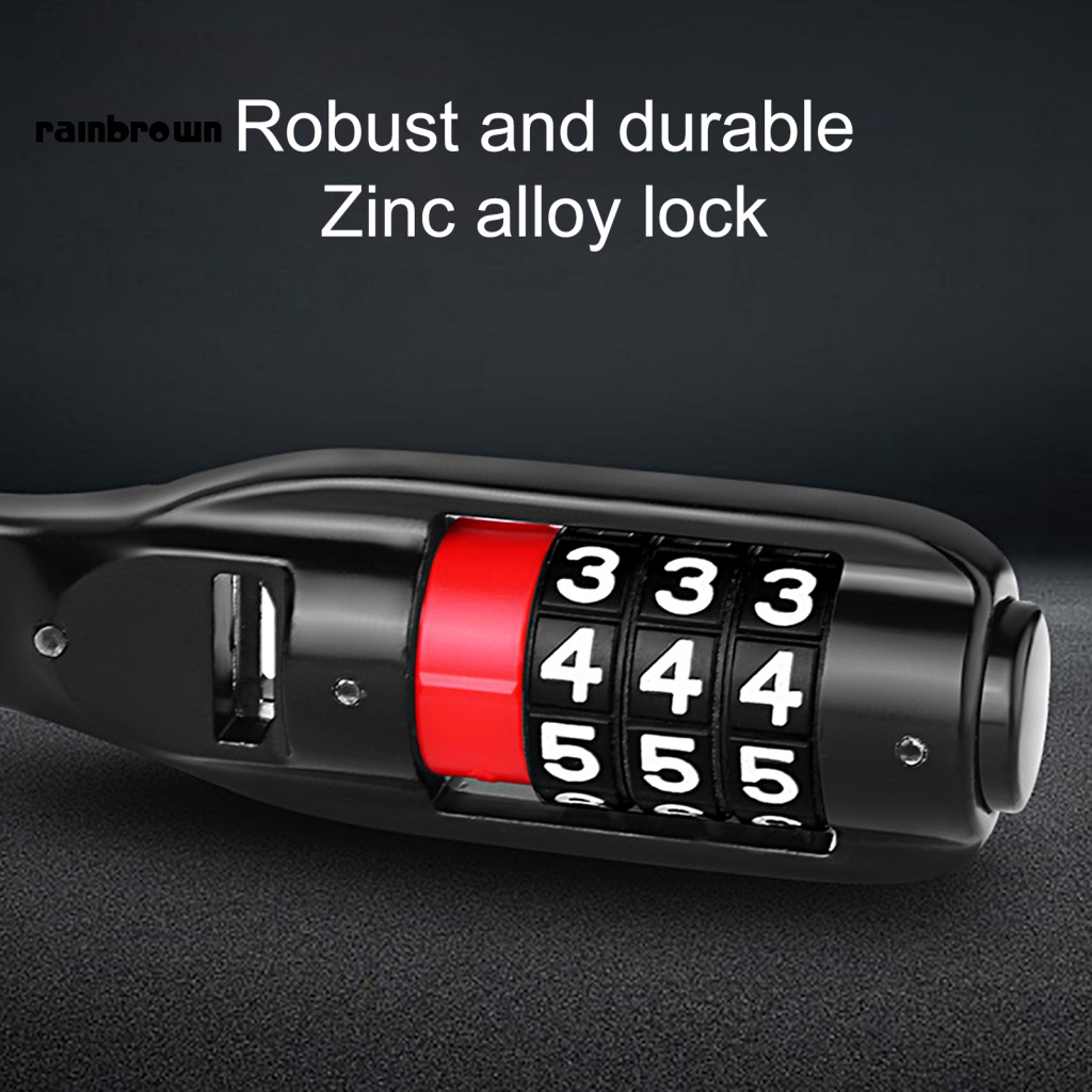 &lt; Rainbrown &gt; Combo Dây Khóa Zip Cài Đặt Mật Mã Lắp Đặt Thông Dụng Bằng Thép Có Thể Điều Chỉnh Đa Năng Cho Xe Đạp / Thuyề