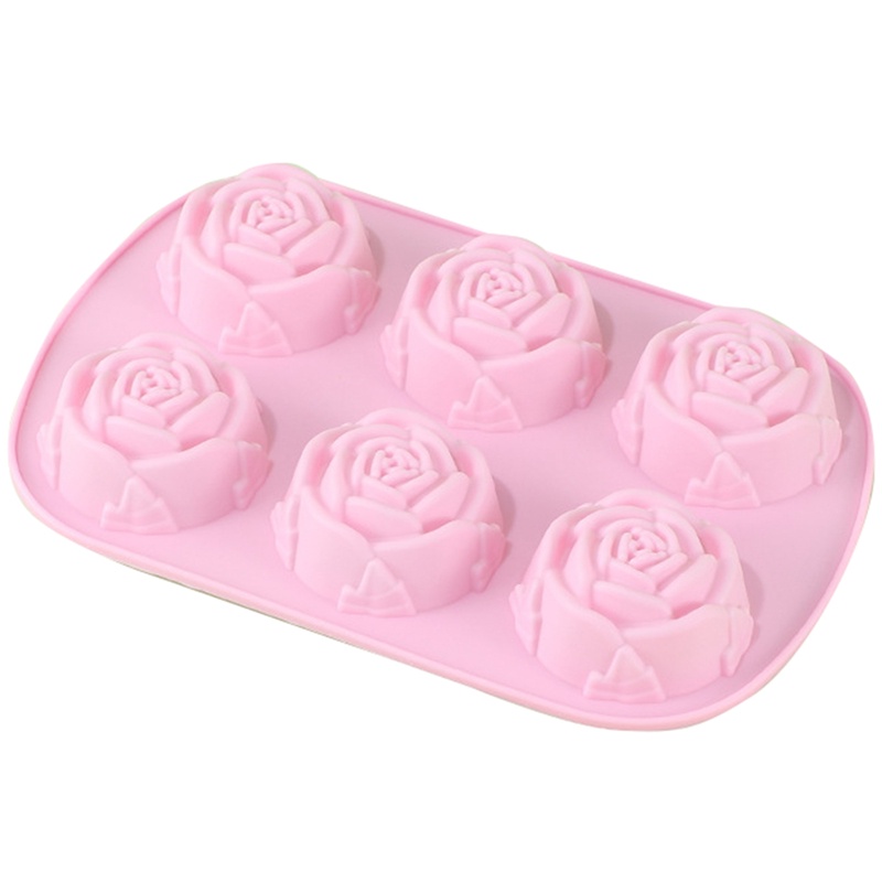 Khuôn Silicone Làm Bánh Trung Thu / Xà Phòng 6 Ngăn Hình Hoa Hỗn Hợp DIY
