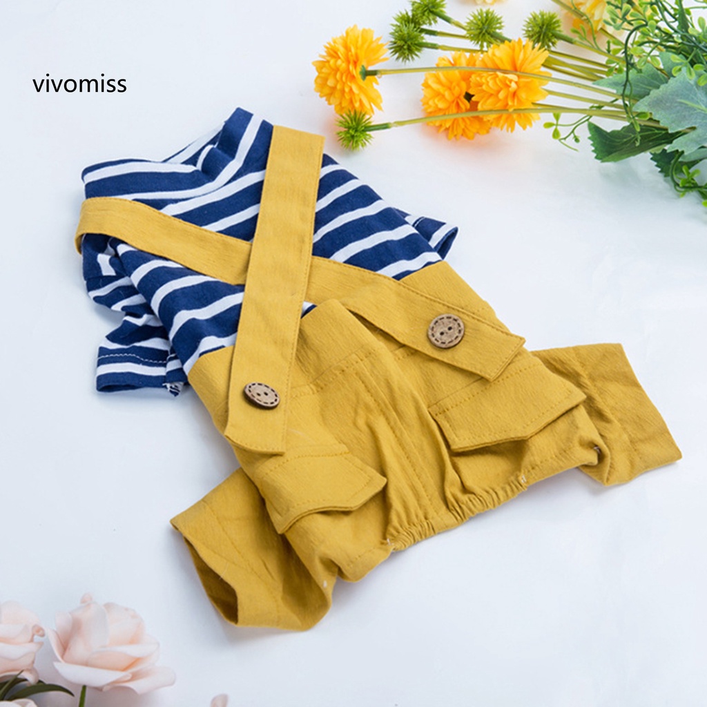 Quần Yếm Giữ Ấm Bằng Vải Cotton Họa Tiết Kẻ Sọc Dễ Thương Dành Cho Cún Cưng