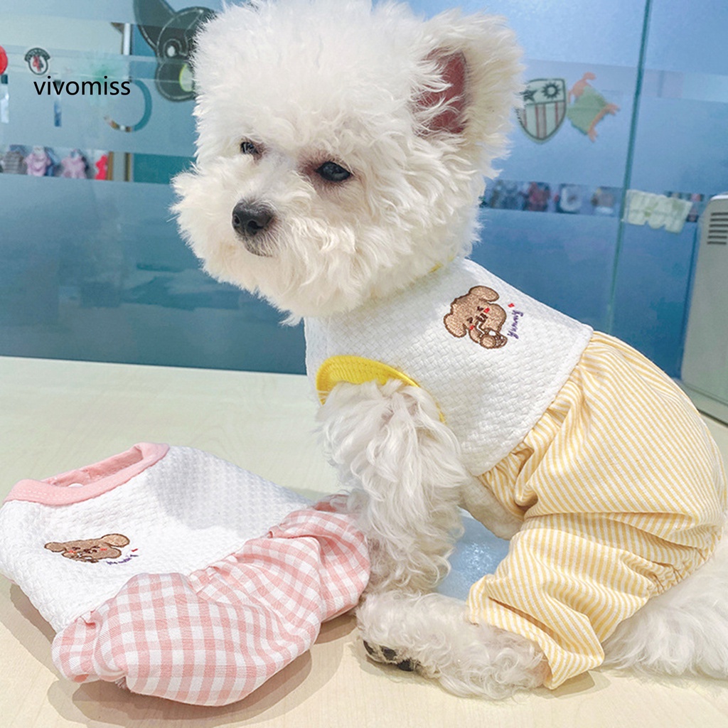 Bộ Áo Liền Quần Bốn Ống Mùa Đông Chắp Vá Thiết Kế Đơn Giản Không Lộ Vân Tay Cho Cún Cưng Mặc Hàng Ngày