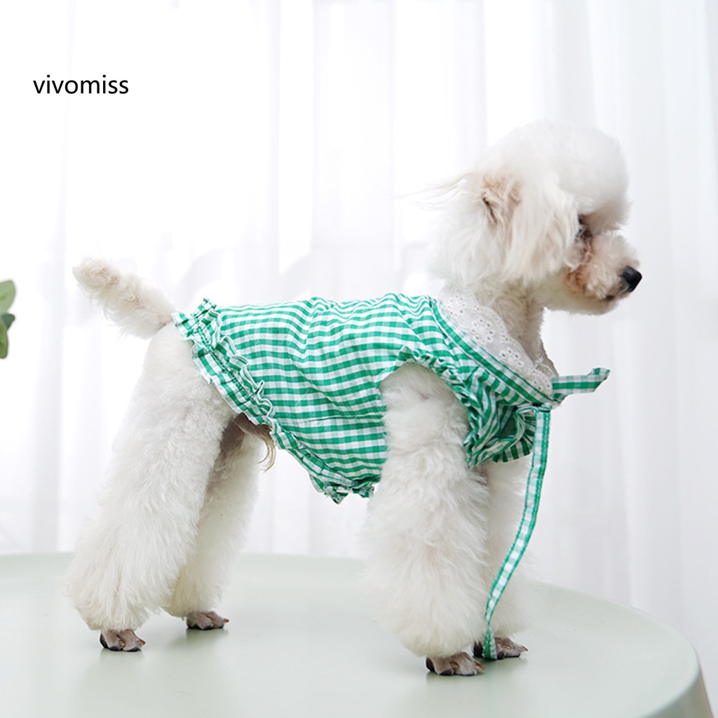 Bộ 2 Đầm Họa Tiết Caro Cổ Điển Thoải Mái Cho Cún Cưng