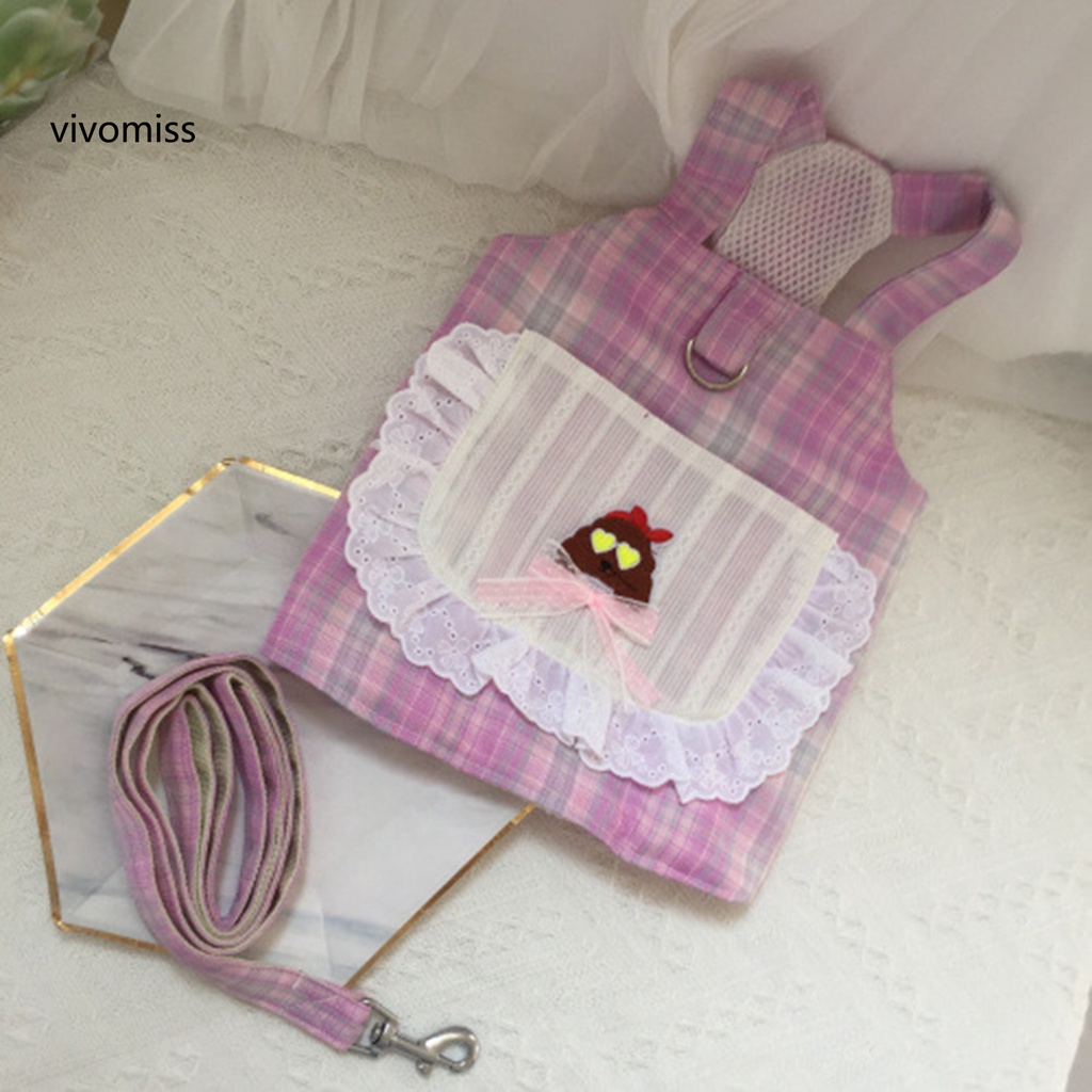 Bộ Dây Dắt Thú Cưng Đi Dạo Đính Nơ In Hoa Xinh Xắn