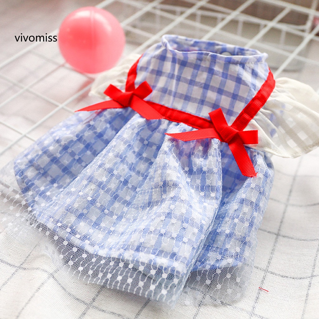 Đầm Công Chúa Cổ Tròn Chống Gió Họa Tiết Sọc Caro Cho Thú Cưng