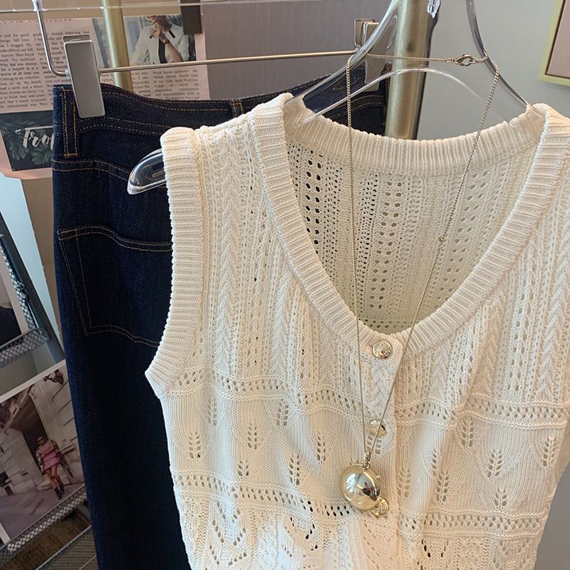 Áo Cardigan Dệt Kim Cổ Tròn Không Tay Thời Trang Mùa Hè Phong Cách Mới Cho Nữ