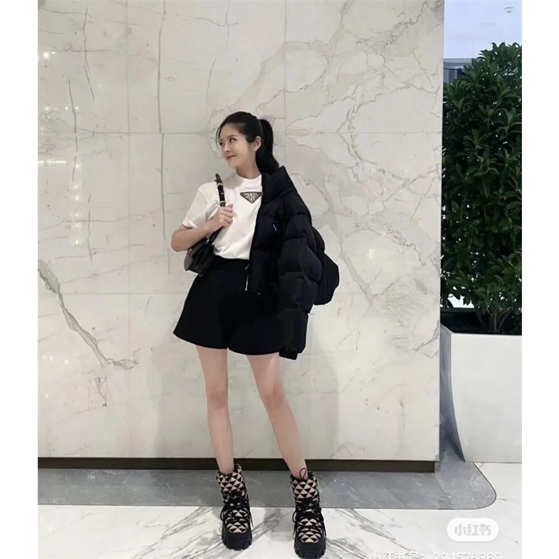 Pr &amp; ADA88 Áo Thun Tay Ngắn Cổ Điển Hình Tam Giác Đính Kim Cương Xu Hướng Thời Trang Xuân Hè Cho Nam Và Nữ