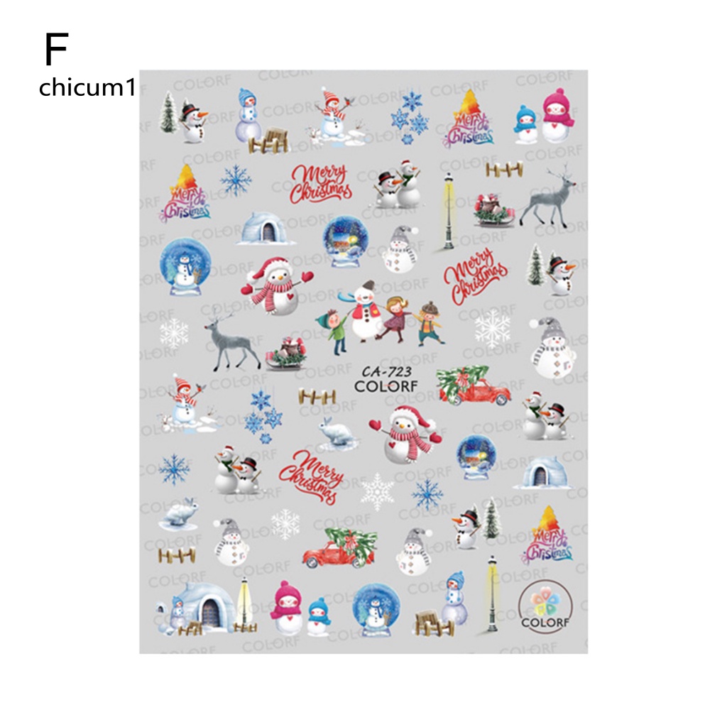 Miếng Dán Trang Trí Móng Tay Không Phai Họa Tiết Giáng Sinh 3D