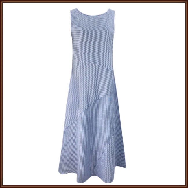 Đầm Không Tay Cổ Tròn 35% Cotton 1 65% Họa Tiết Kẻ Sọc Thời Trang