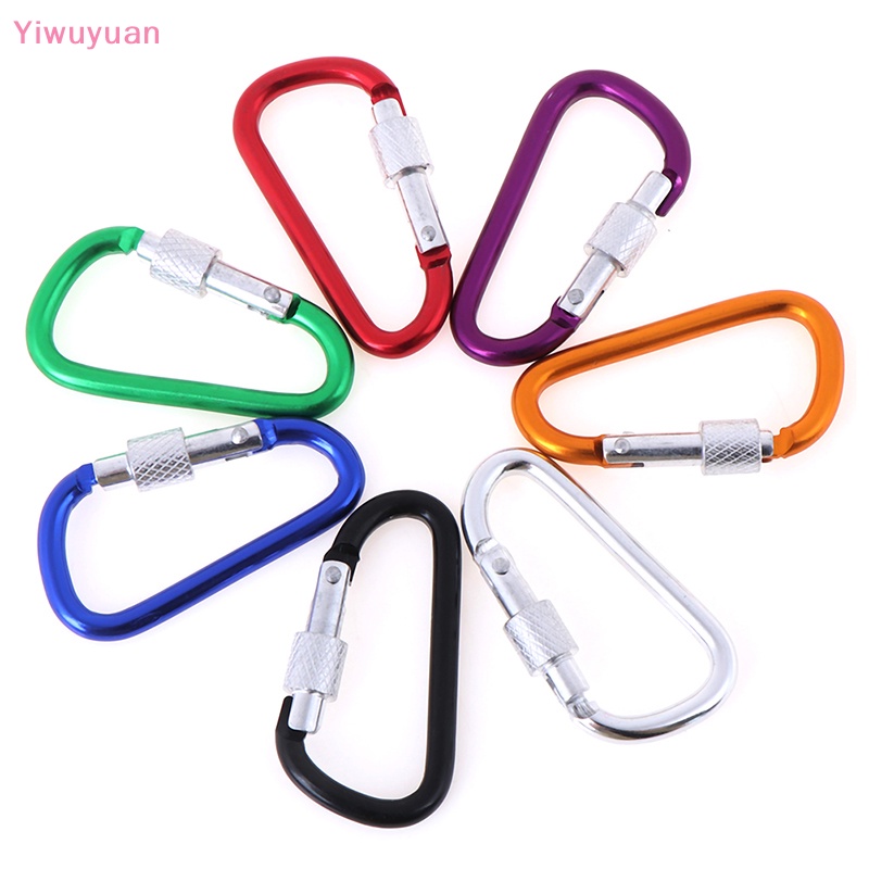 Bộ 2 Móc Khóa Carabiner Chữ D Bằng Nhôm Màu Ngẫu Nhiên Mới