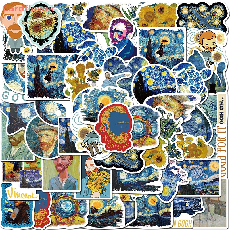 Bộ 40 Sticker Vincent Willem Van Gogh Dán Trang Trí Mới