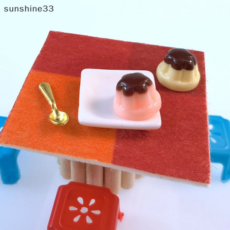 1 Bộ Bánh Pudding Trái Cây Kèm Muỗng Mini Tỉ Lệ 1: 12 Trang Trí Nhà Búp Bê