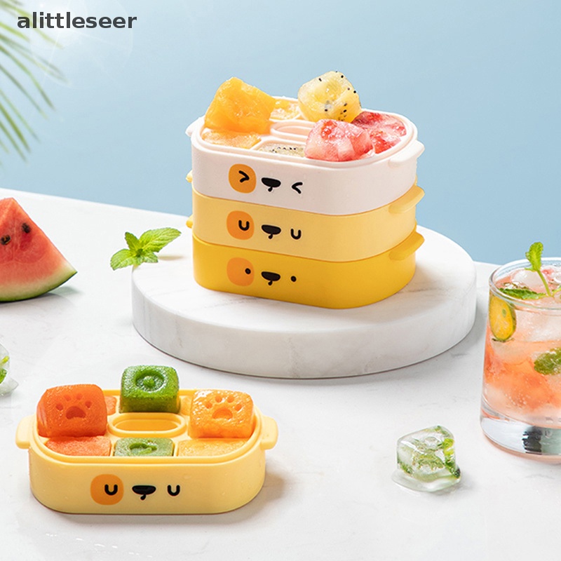 Khay Làm Đá Viên Bằng Silicon Họa Tiết Hoạt Hình Có Nắp Đậy Tiện Dụng