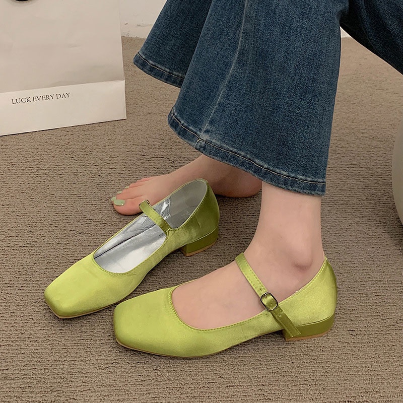 Giày Búp Bê Đế Dày Màu Bạc Phong Cách Retr EAML